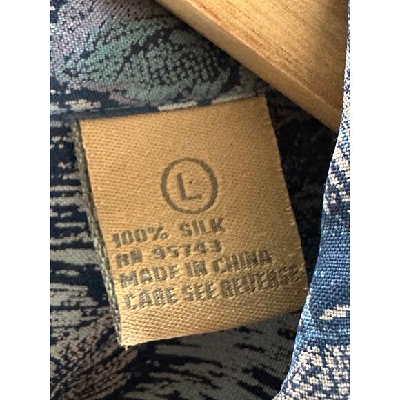 Vintage Mens Hawaiian Shirt by Bobby Chan Blue Size Large Hibiscus print Vaca - Picture 3 of 9